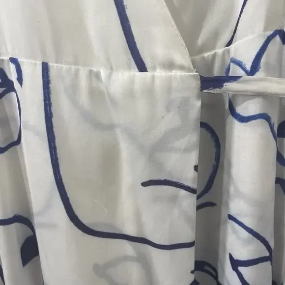 Hutch Printed Rosa Artsy Wrap Short Sleeve Tiered Midi Dress Faces White Size XS - Picture 7 of 11